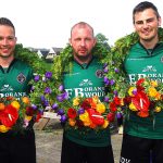 Grou 13 mei 2018 vrije formatie heren eerste klasse eerste vlnr Renze Pieter Hiemstra, Johan van der Meulen en Hans Wassenaar