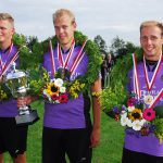 Mantgum 9 september 2018 v.f. heren eerste klasse vlnr Remmelt Bouma, Willem Heeringa (koning) en Jelte Visser